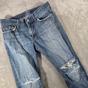 7 For All Mankind Slim Jeans Distressed Ripped Denim‎ Blue Mens Size 30